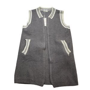 Mira Cardigan Womens Small Beige Ivory Open Vest Sleeveless Pockets Casual